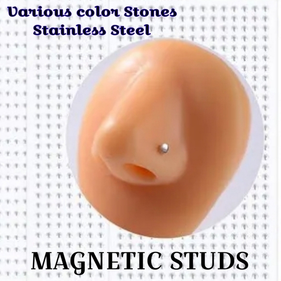 Jewelry - 2pk STRONG MAGNET STUDS. LIP NOSE EARS ETC. VARIOS COLORS STAINLESS STEEL